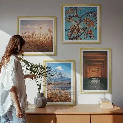 Japanse natuurlandschappen posters set inclusief lijst