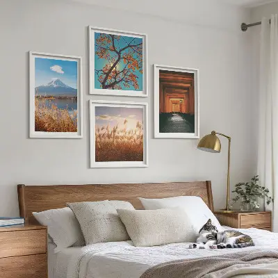 Japanse natuurlandschappen posters set inclusief lijst