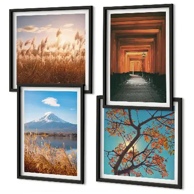 Japanse natuurlandschappen posters set inclusief lijst