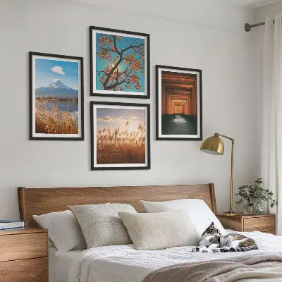 Japanse natuurlandschappen posters set inclusief lijst