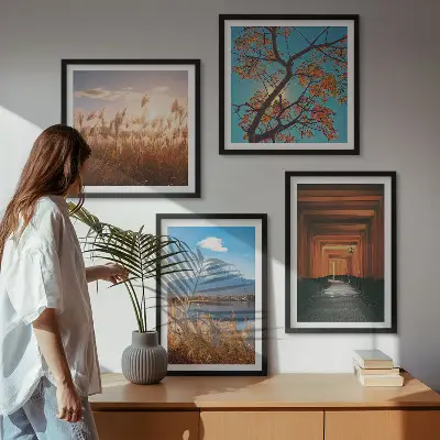 Japanse natuurlandschappen posters set inclusief lijst