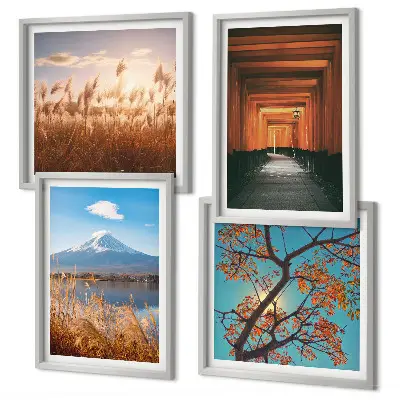 Japanse natuurlandschappen posters set inclusief lijst