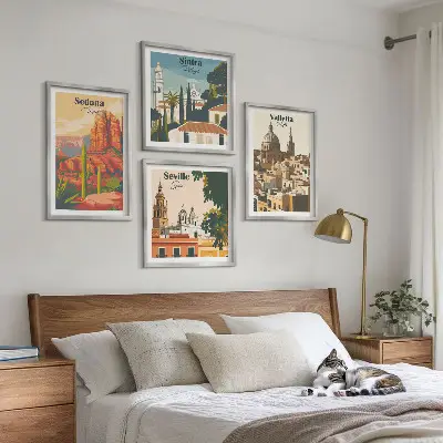 Set van posters met lijst Retro stadsgezichten van Sedona en Sintra