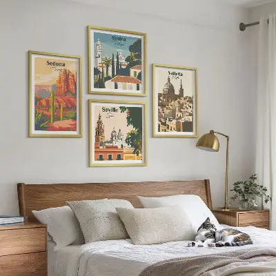 Set van posters met lijst Retro stadsgezichten van Sedona en Sintra