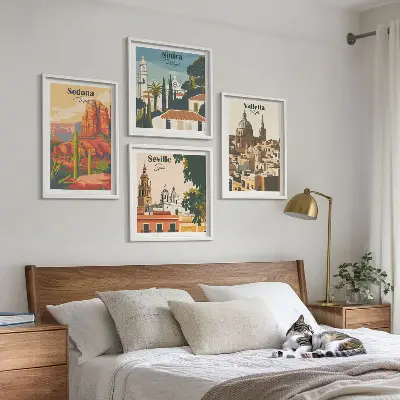 Set van posters met lijst Retro stadsgezichten van Sedona en Sintra