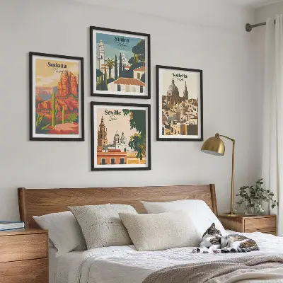 Set van posters met lijst Retro stadsgezichten van Sedona en Sintra