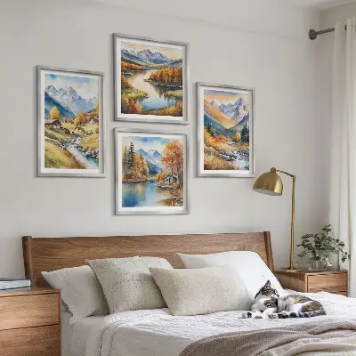 Set herfstlandschappen van de natuur posters met lijst