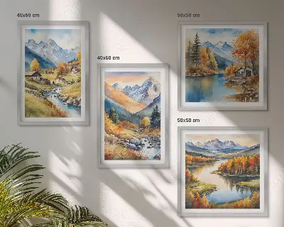 Set herfstlandschappen van de natuur posters met lijst