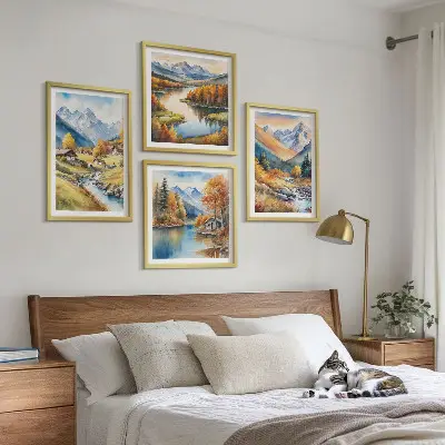 Set herfstlandschappen van de natuur posters met lijst