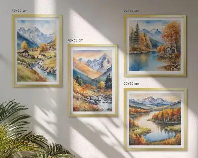 Set herfstlandschappen van de natuur posters met lijst
