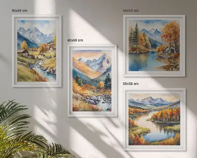 Set herfstlandschappen van de natuur posters met lijst