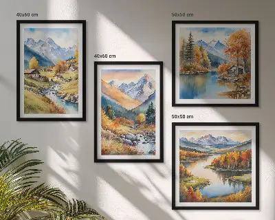 Set herfstlandschappen van de natuur posters met lijst