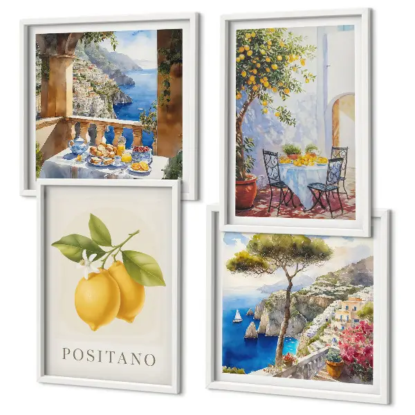 Set posters met lijst Uitzichten op de citroenarchitectuur van Positano set posters met lijst met uitzichten op de citroenarchitectuur van Positano