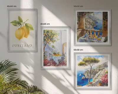 Set posters met lijst Uitzichten op de citroenarchitectuur van Positano set posters met lijst met uitzichten op de citroenarchitectuur van Positano