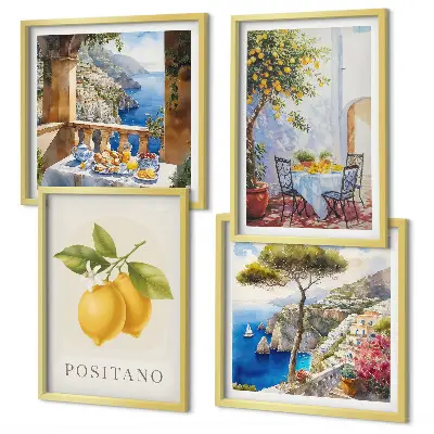 Set posters met lijst Uitzichten op de citroenarchitectuur van Positano set posters met lijst met uitzichten op de citroenarchitectuur van Positano