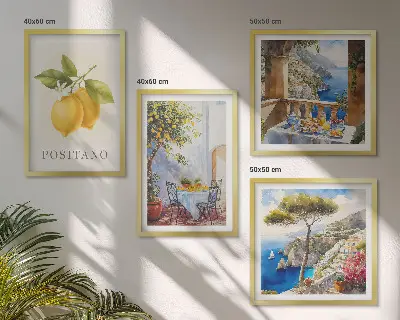 Set posters met lijst Uitzichten op de citroenarchitectuur van Positano set posters met lijst met uitzichten op de citroenarchitectuur van Positano