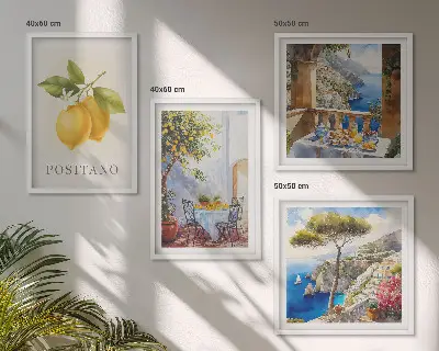 Set posters met lijst Uitzichten op de citroenarchitectuur van Positano set posters met lijst met uitzichten op de citroenarchitectuur van Positano