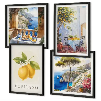 Set posters met lijst Uitzichten op de citroenarchitectuur van Positano set posters met lijst met uitzichten op de citroenarchitectuur van Positano