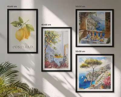 Set posters met lijst Uitzichten op de citroenarchitectuur van Positano set posters met lijst met uitzichten op de citroenarchitectuur van Positano