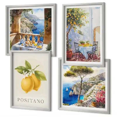 Set posters met lijst Uitzichten op de citroenarchitectuur van Positano set posters met lijst met uitzichten op de citroenarchitectuur van Positano