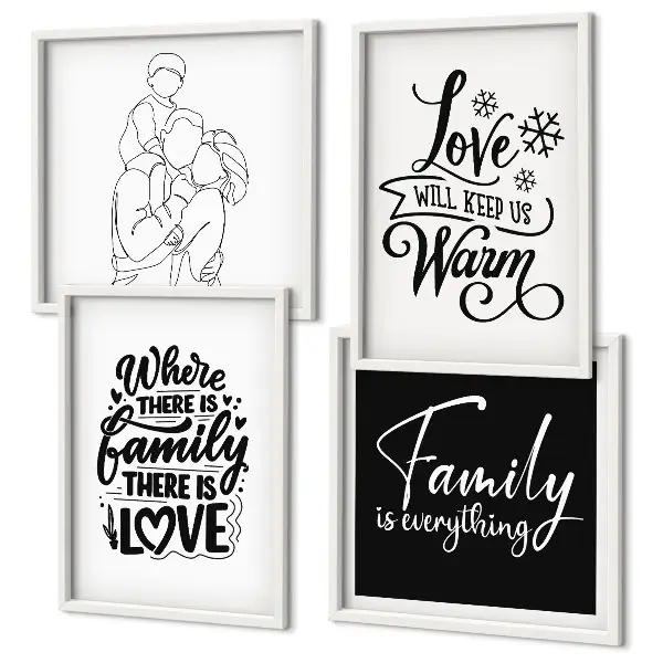 Posterset met lijst familie, liefde, warmte en thuis