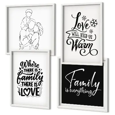 Set van posters met lijst Familie, liefde, warmte, thuis