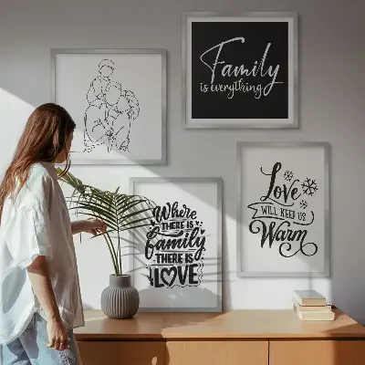 Posterset met lijst familie, liefde, warmte en thuis