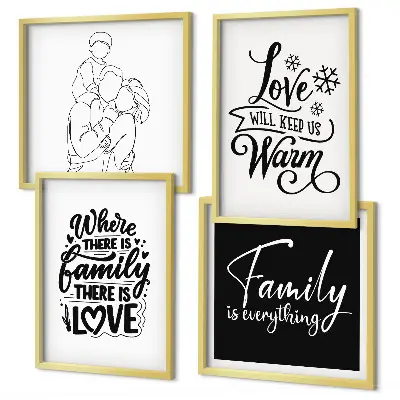 Posterset met lijst familie, liefde, warmte en thuis