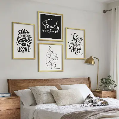 Posterset met lijst familie, liefde, warmte en thuis