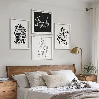 Posterset met lijst familie, liefde, warmte en thuis