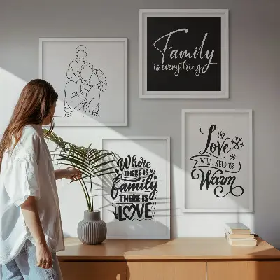 Posterset met lijst familie, liefde, warmte en thuis