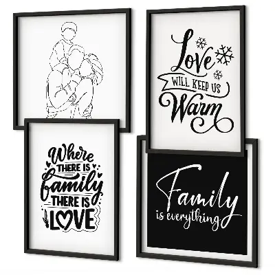 Posterset met lijst familie, liefde, warmte en thuis