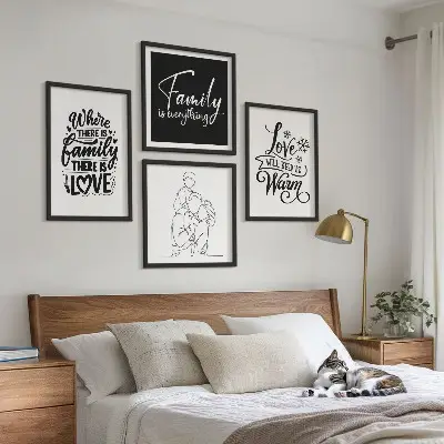 Posterset met lijst familie, liefde, warmte en thuis