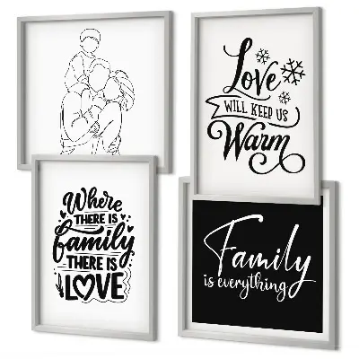 Posterset met lijst familie, liefde, warmte en thuis