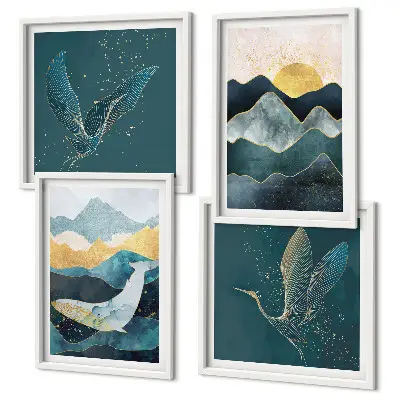 Abstracte kraanbergen meerluik in lijst