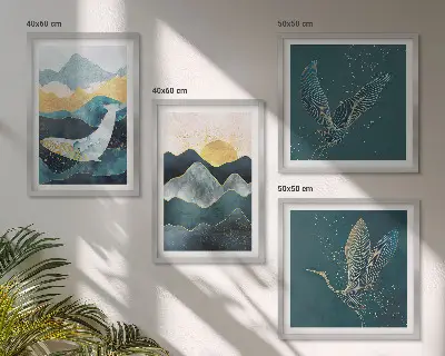 Abstracte kraanbergen meerluik in lijst