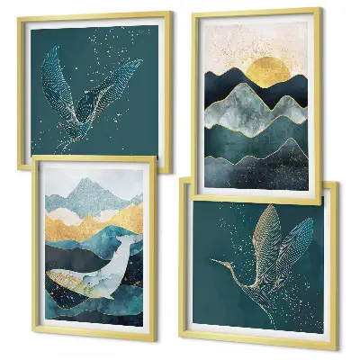 Abstracte kraanbergen meerluik in lijst