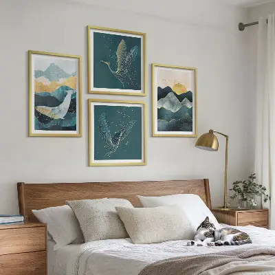 Abstracte kraanbergen meerluik in lijst