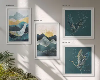 Abstracte kraanbergen meerluik in lijst