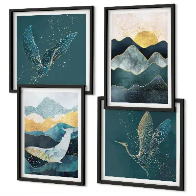 Abstracte kraanbergen meerluik in lijst