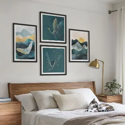 Abstracte kraanbergen meerluik in lijst