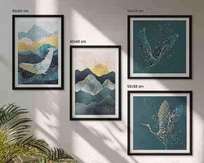 Abstracte kraanbergen meerluik in lijst