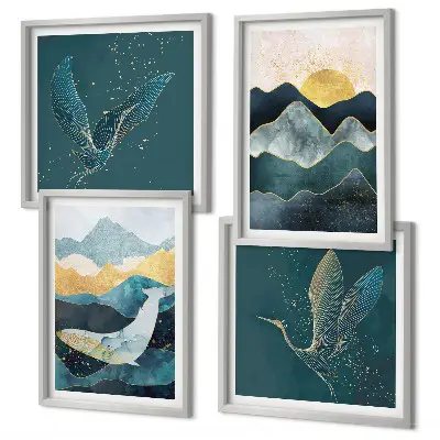 Abstracte kraanbergen meerluik in lijst