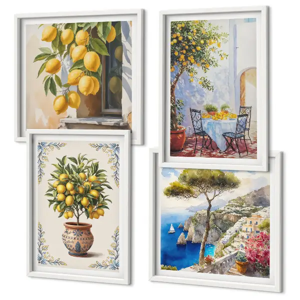 Citroenbomen in de zon set van posters met lijst