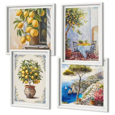 Set van posters met lijst Citroenbomen in de zon