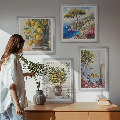 Citroenbomen in de zon set van posters met lijst
