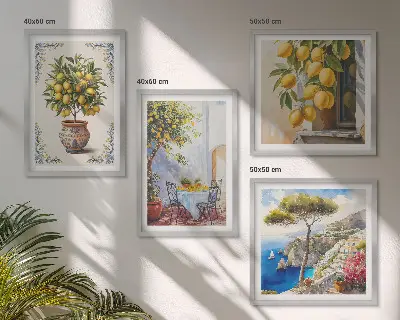 Citroenbomen in de zon set van posters met lijst