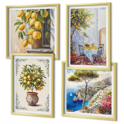 Citroenbomen in de zon set van posters met lijst