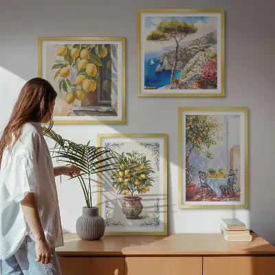 Citroenbomen in de zon set van posters met lijst