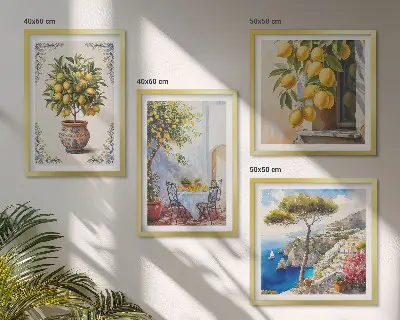 Citroenbomen in de zon set van posters met lijst